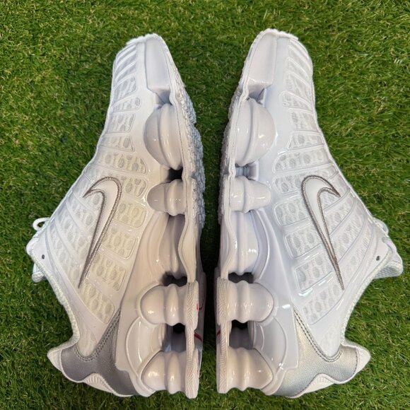 Nike Shox TL White/Metallic Silver Running Shoes Mens Size 8.5 AV3595-100 NEW - Picture 7 of 9